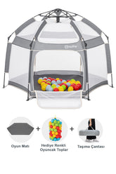 Foldy Plus Katlanabilir Bebek Ve Çocuk Oyun Parkı-Alüminyum-Kolay Kurulum,Oyun Matı Ve Toplar