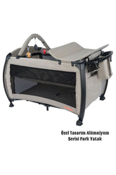 Maccon Prime Alüminyum Kasa Park Yatak Sallanır Cibinlikli Oyun Parkı Beşik 70X110 Cm