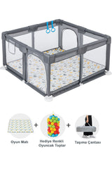Original Playard Plus Güvenli Bebek Ve Çocuk Oyun Alanı Oyun Parkı 120x120 Oyun Matı Ve Topları