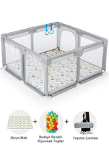 Original Playard Plus Güvenli Bebek Ve Çocuk Oyun Alanı Oyun Parkı 120x120 Oyun Matı Ve Topları