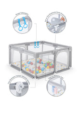 Playard Güvenli Bebek Ve Çocuk Oyun Alanı Oyun Parkı 120x120 Oyun Matı Topları Ve Yataklı