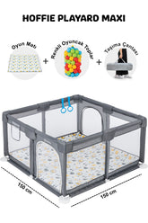 Playard Maxi Güvenli Bebek Ve Çocuk Oyun Alanı Oyun Parkı 150x150cm Oyun Matı Ve Topları