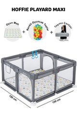 Playard Maxi Güvenli Bebek Ve Çocuk Oyun Alanı Oyun Parkı 150x150cm Oyun Matı Ve Topları