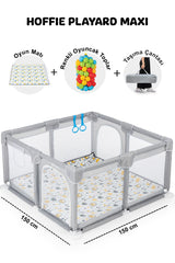 Playard Maxi Güvenli Bebek Ve Çocuk Oyun Alanı Oyun Parkı 150x150cm Oyun Matı Ve Topları