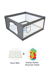 Premio Keten Güvenli Bebek Ve Çocuk Oyun Alanı Oyun Parkı 120x120 Oyun Matı Ve Topları