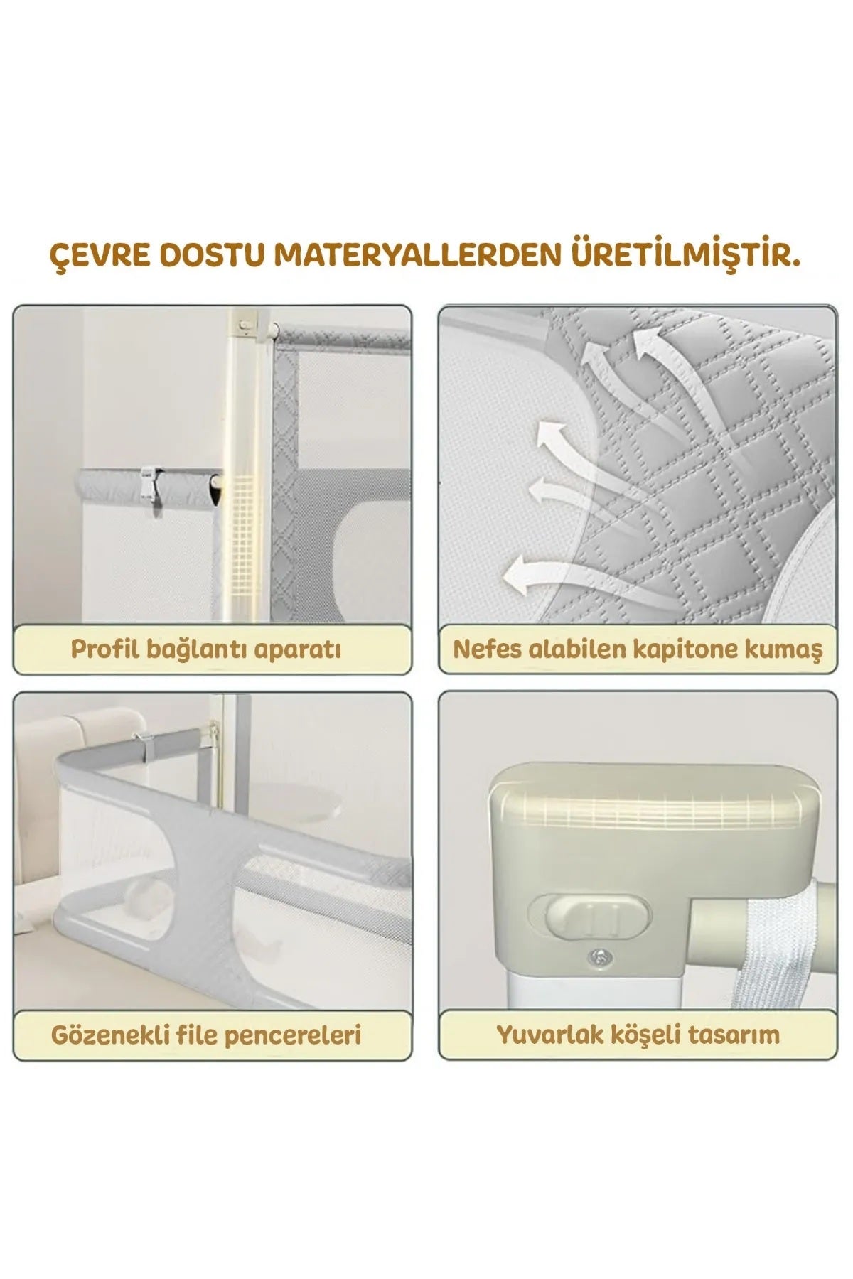 3in1 Katlanır Bebek Güvenlik Bariyeri,Yatak Üstü Bebek Beşiği,Koruyucu Birlikte Uyuma,Açılır Kapanır