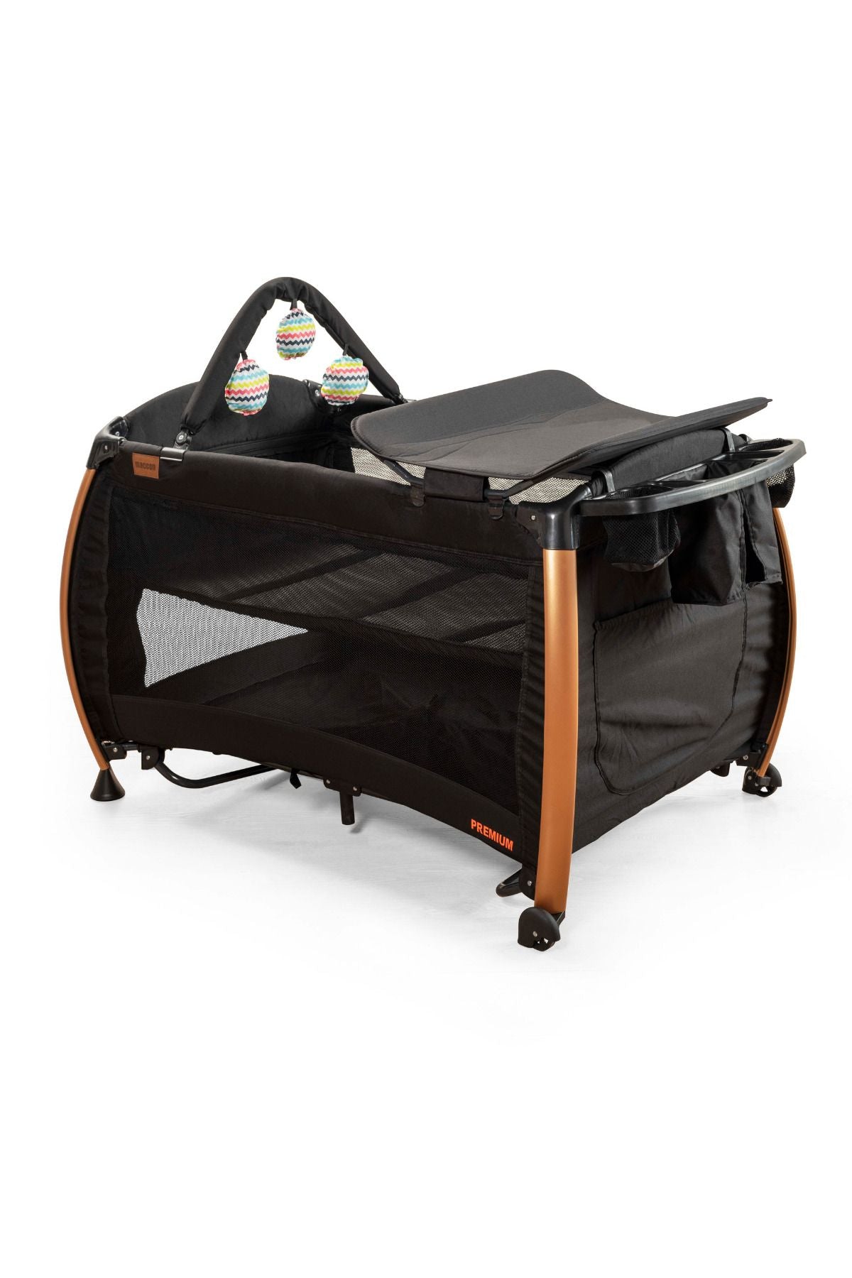 Maccon Goldie Alüminyum Kasa Park Yatak Sallanır Cibinlikli Oyun Parkı Beşik 70X110 Cm