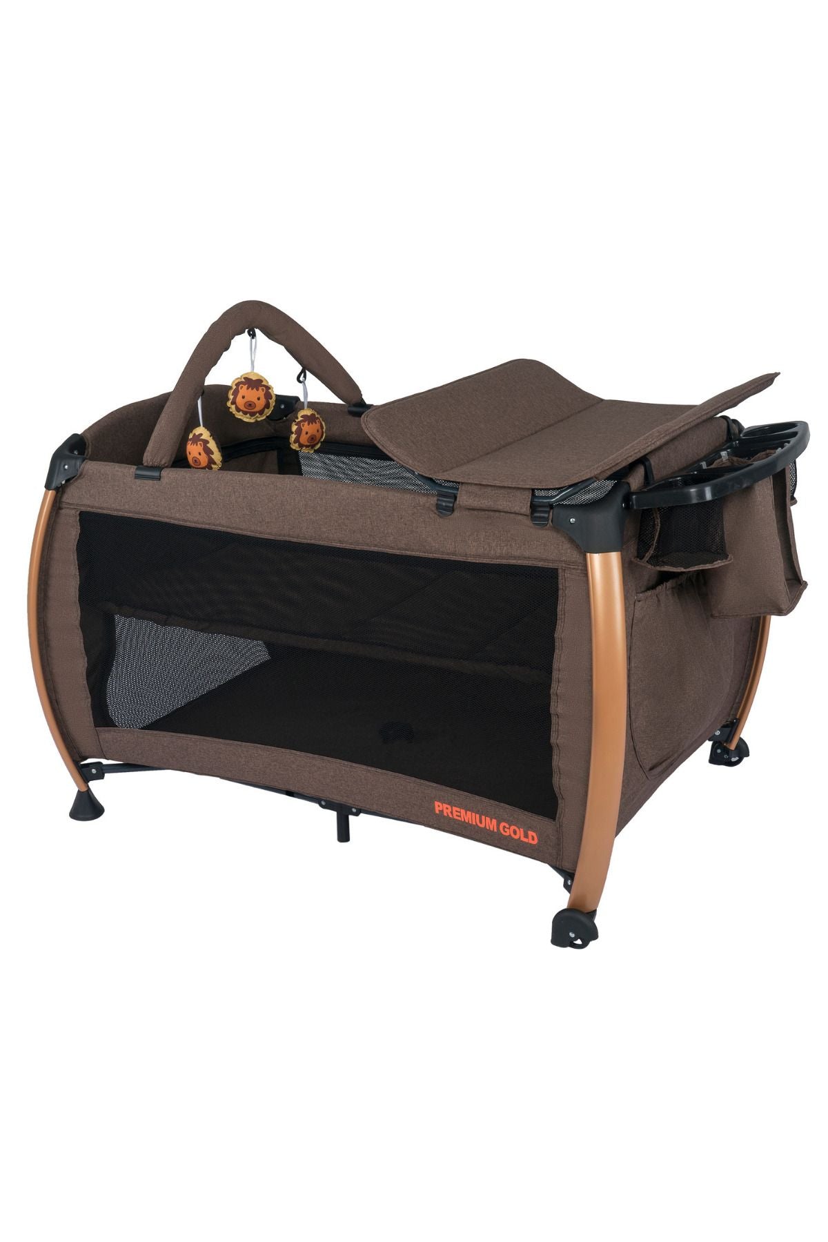 Maccon Goldie Alüminyum Kasa Park Yatak Sallanır Cibinlikli Oyun Parkı Beşik 70X110 Cm