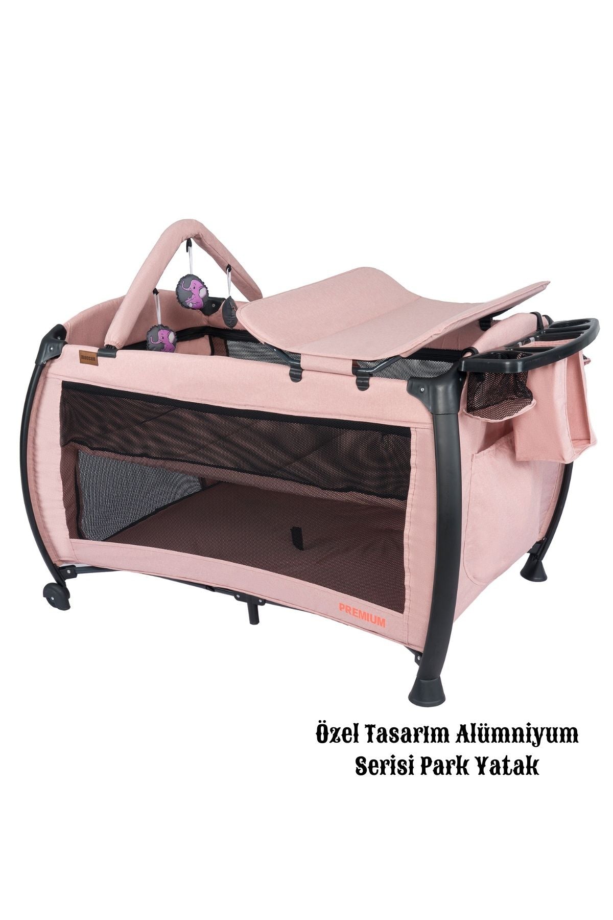 Maccon Prime Alüminyum Kasa Park Yatak Sallanır Cibinlikli Oyun Parkı Beşik 70X110 Cm