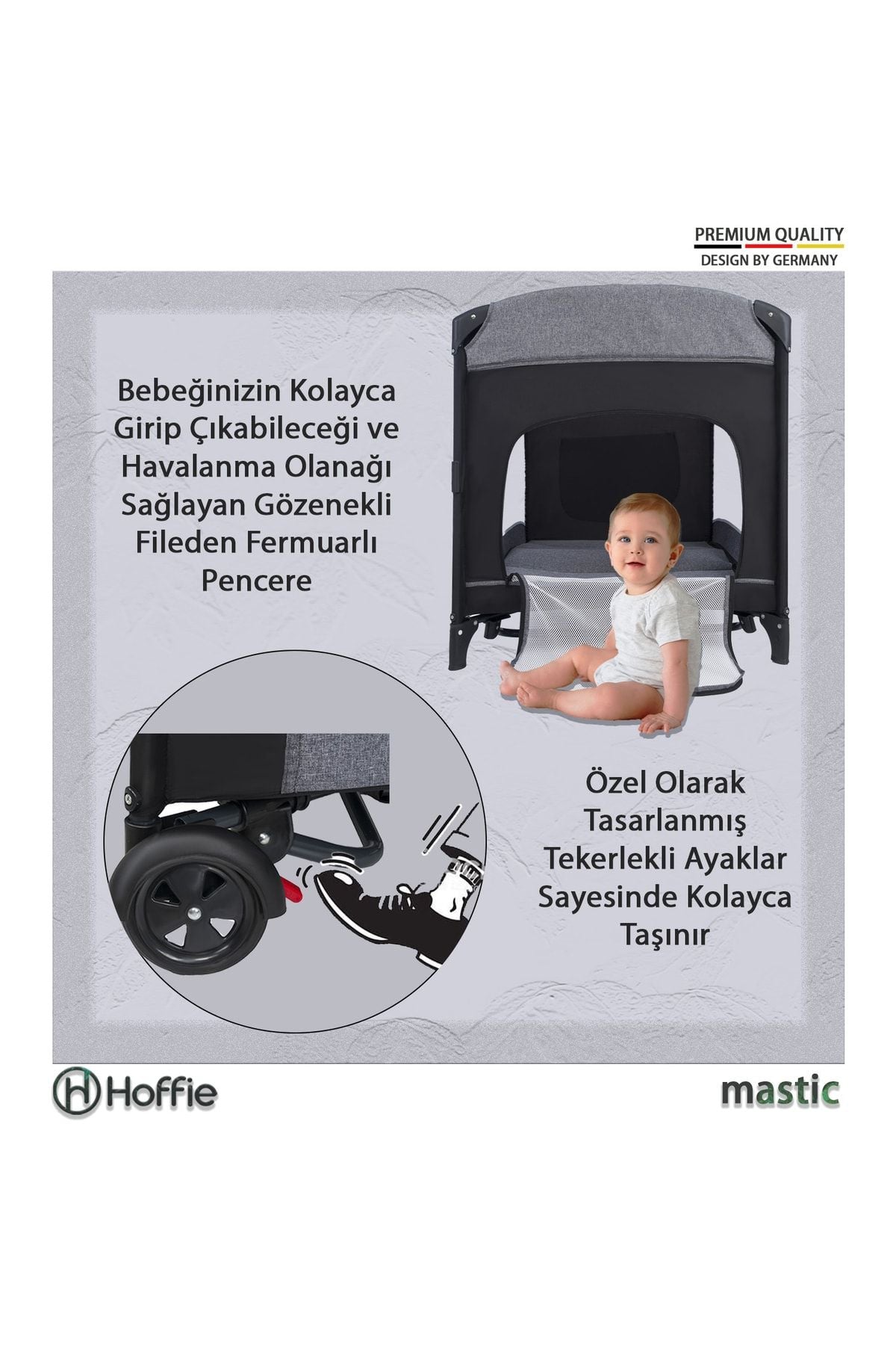 Mastic Anne Yanı Park Yatak Sallanır Oyun Parkı Cibinlikli Yatak Hediyeli 70x110 Cm