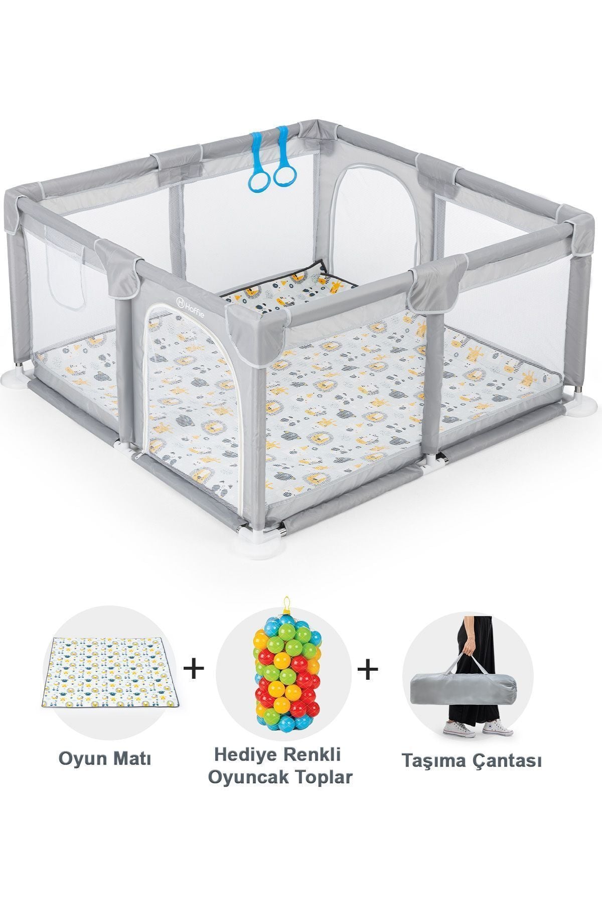 Original Playard Plus Güvenli Bebek Ve Çocuk Oyun Alanı Oyun Parkı 120x120 Oyun Matı Ve Topları