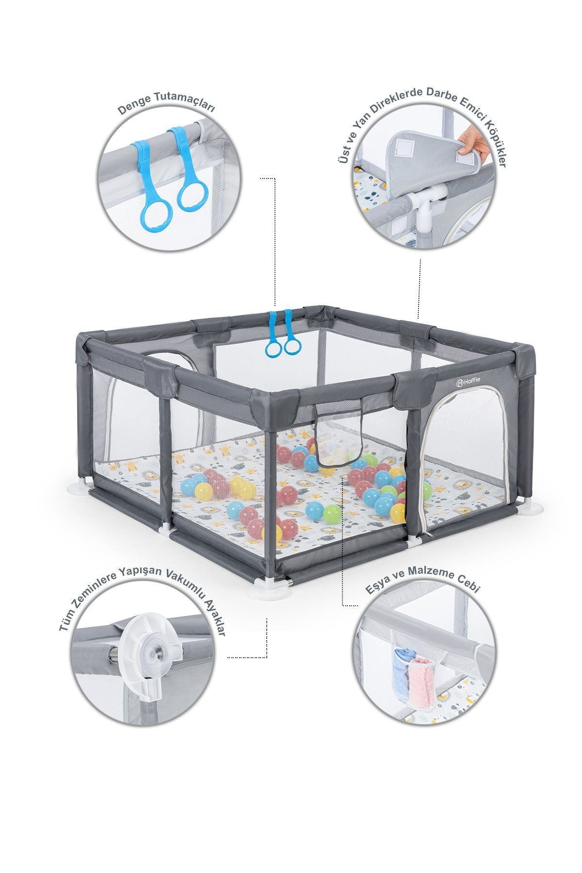 Original Playard Plus Güvenli Bebek Ve Çocuk Oyun Alanı Oyun Parkı 120x120 Oyun Matı Ve Topları