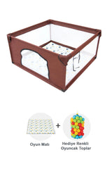 Premio Keten Güvenli Bebek Ve Çocuk Oyun Alanı Oyun Parkı 120x120 Oyun Matı Ve Topları