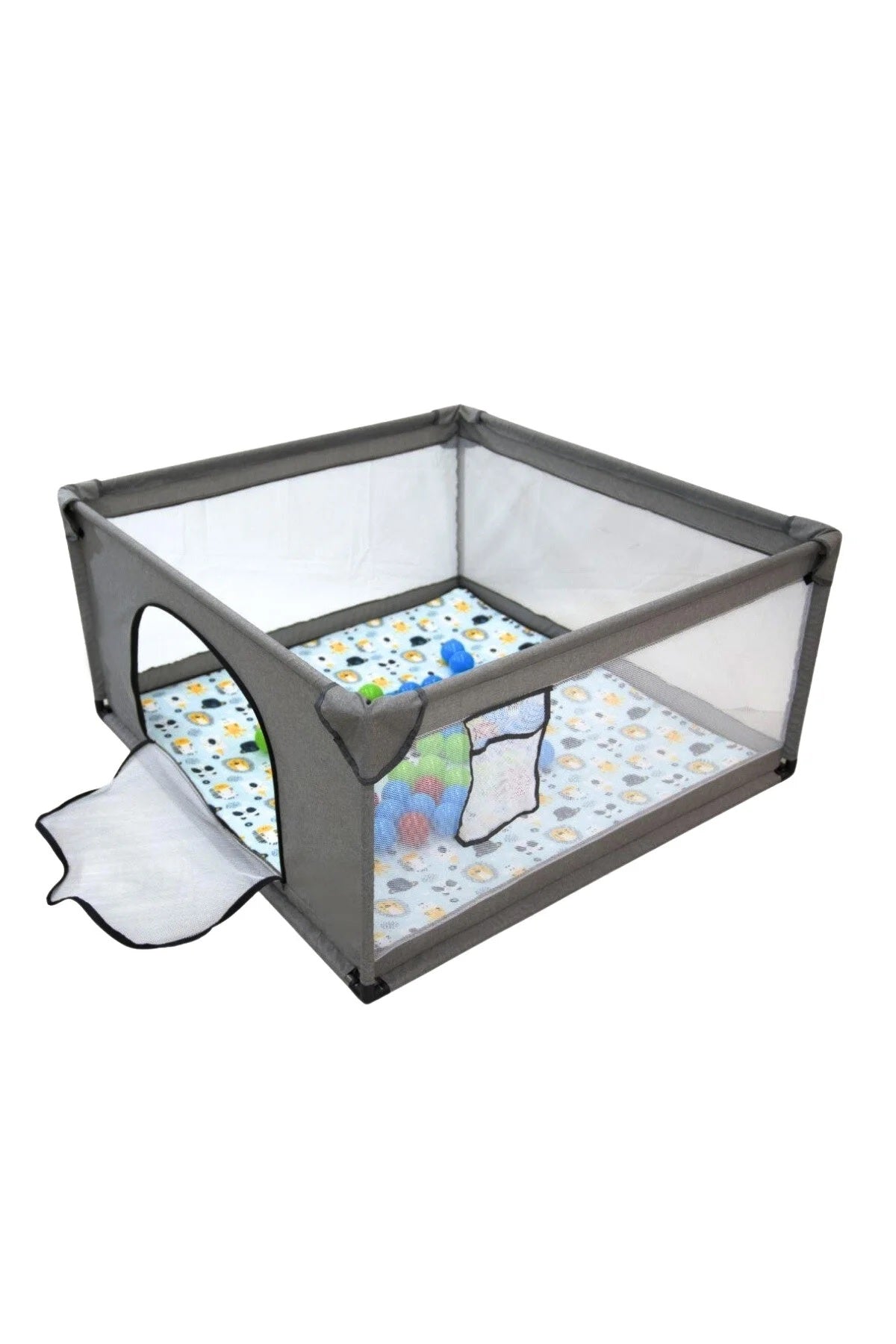 Premio Keten Güvenli Bebek Ve Çocuk Oyun Alanı Oyun Parkı 120x120 Oyun Matı Ve Topları