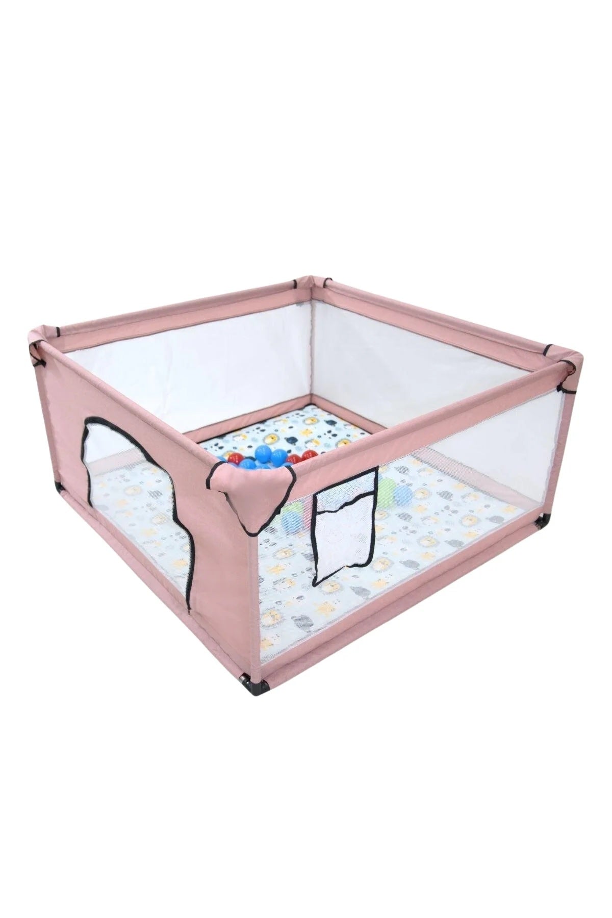 Premio Keten Güvenli Bebek Ve Çocuk Oyun Alanı Oyun Parkı 120x120 Oyun Matı Ve Topları
